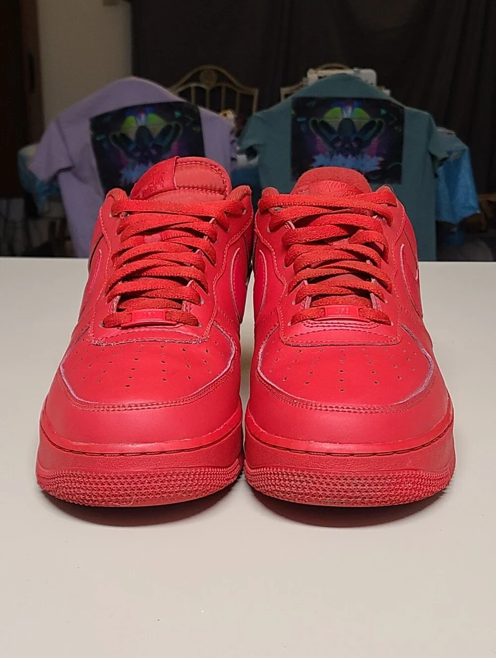 Nike Air Force 1 07 LV8 Triple Red leather casual low top sneakers size 13